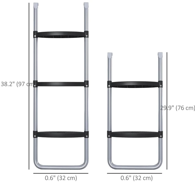 Alt view image 3 of 7 - 2 Steps/3 Steps Galvanised Steel Trampoline Ladder Climbing