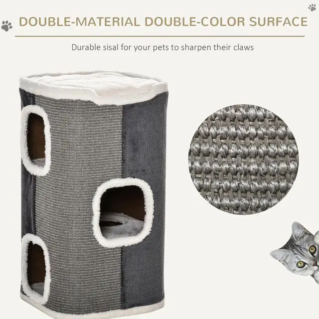 Main image of Cat Barrel Kitten Tree Tower Sisal Scratching Pet Furniture Climbing Frame
