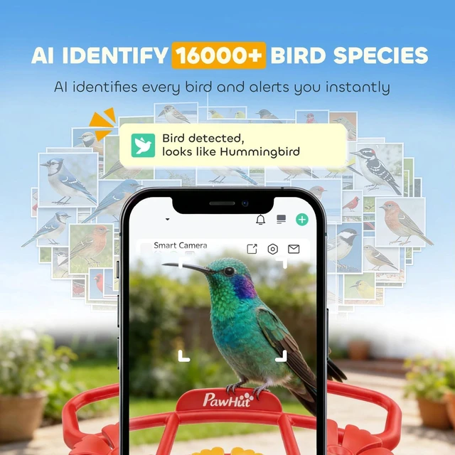 Alt view image 6 of 7 - PawHut Smart Bird Feeder with 2K HD Camera, Bird Feeder Camera AI Identify