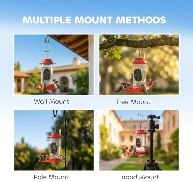 Alt view image 7 of 7 - PawHut Smart Bird Feeder with 2K HD Camera, Bird Feeder Camera AI Identify