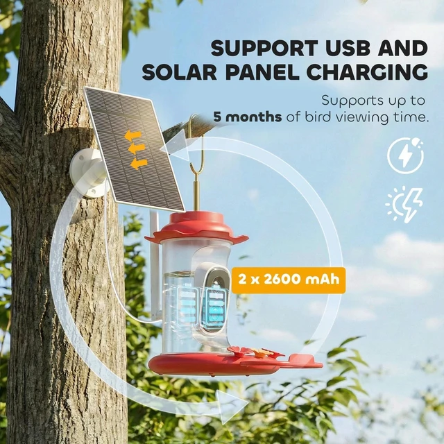 Alt view image 4 of 7 - PawHut Smart Bird Feeder with 2K HD Camera, Bird Feeder Camera AI Identify