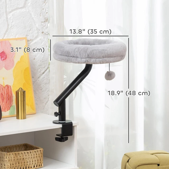 Alt view image 5 of 7 - PawHut Cat Desk Bed 360° Rotatable Adjustable Height for Home Office Work