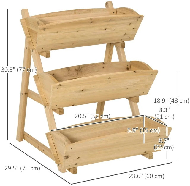 Alt view image 2 of 7 - 3 Tier Raised Garden Bed, Wooden Planter Box Kit for Flowers, Vegetables, Herbs