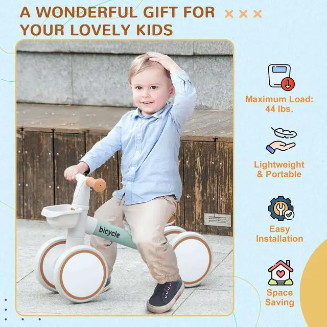 Alt view image 3 of 7 - Balance Bike for 1-3 Years Toddlers with Adjustable Seat, Green