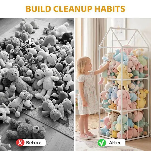Alt view image 5 of 7 - Stuffed Animal Storage Organizer for Nursery, Bedroom, 47 x 47 x 132cm