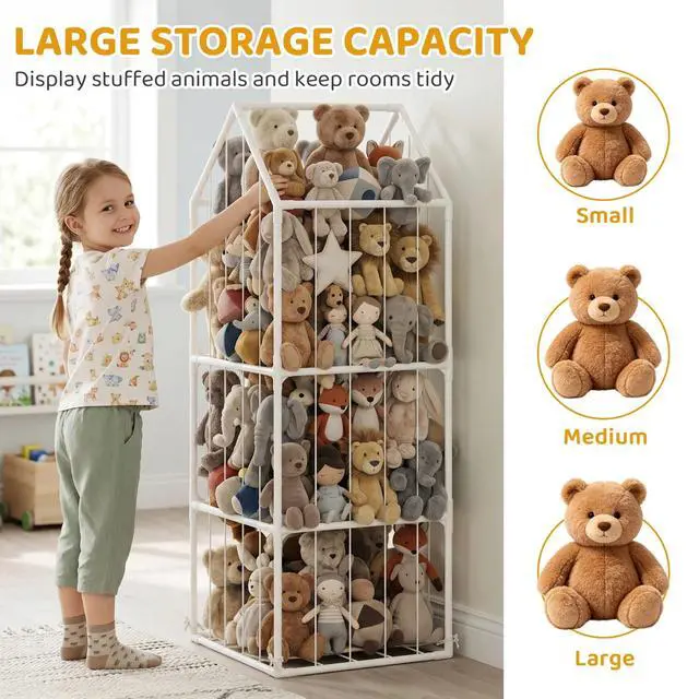 Alt view image 6 of 7 - Stuffed Animal Storage Organizer for Nursery, Bedroom, 47 x 47 x 132cm