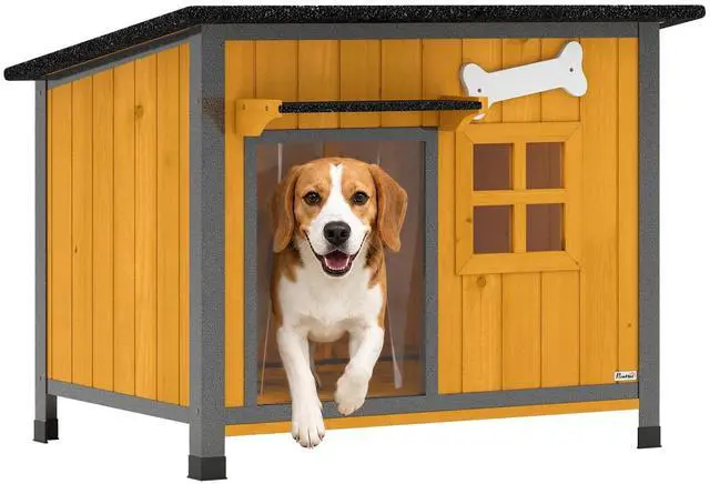 Main image of PawHut Outdoor Dog House with Anti-Chewing Steel Frame, Wooden Dog House