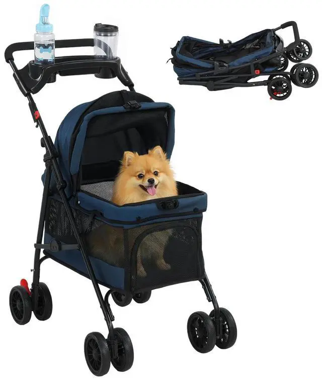 Main image of PawHut Foldable Pet Stroller for Small Dogs and Cats with Mesh Windows
