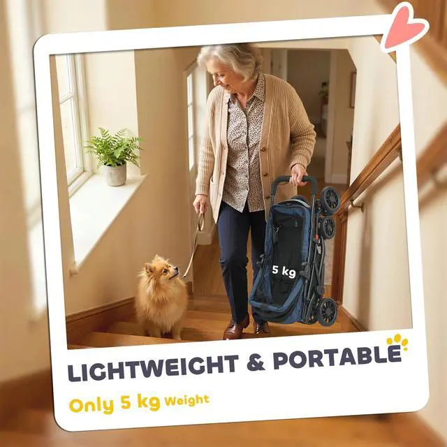 Alt view image 6 of 7 - PawHut Foldable Pet Stroller for Small Dogs and Cats with Mesh Windows