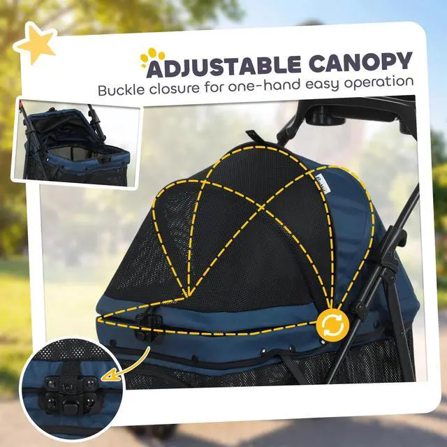 Alt view image 3 of 7 - PawHut Foldable Pet Stroller for Small Dogs and Cats with Mesh Windows