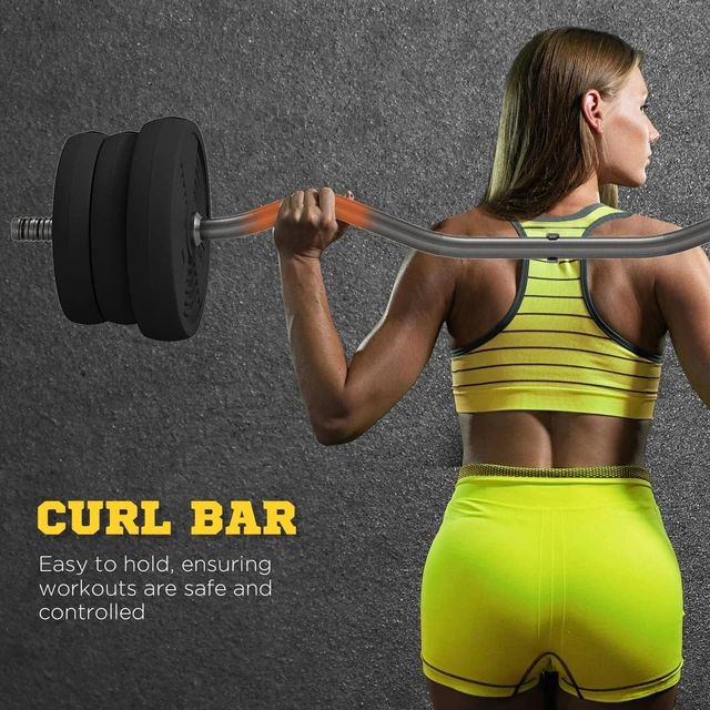 Alt view image 2 of 7 - 50LBS Adjustable Barbell Weight Set with Curl Bar