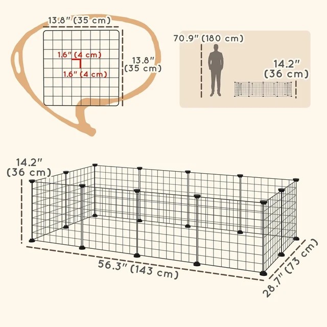 Alt view image 6 of 7 - DIY Pet Playpen Metal Wire Fence 12-Panel Guinea Pig Small Animals Cage Black