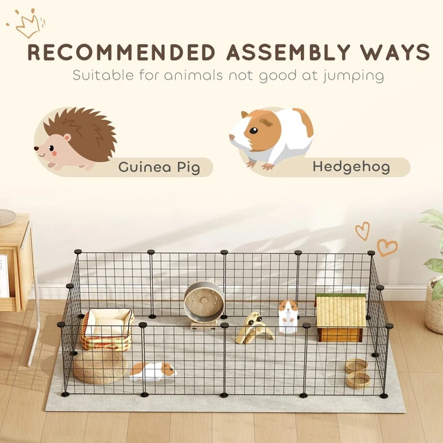 Alt view image 2 of 7 - DIY Pet Playpen Metal Wire Fence 12-Panel Guinea Pig Small Animals Cage Black