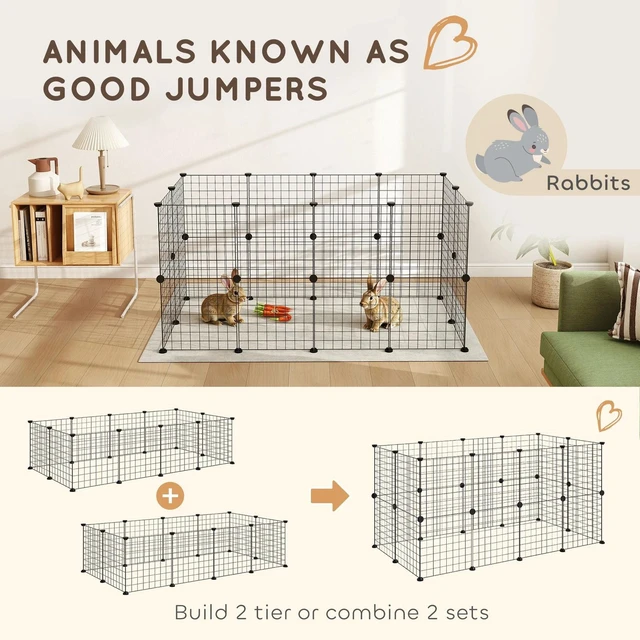 Alt view image 3 of 7 - DIY Pet Playpen Metal Wire Fence 12-Panel Guinea Pig Small Animals Cage Black