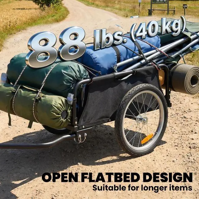 Alt view image 3 of 7 - Soozier Bike Cargo Trailer, Bicycle Trailer with Quick Release 16" Wheels