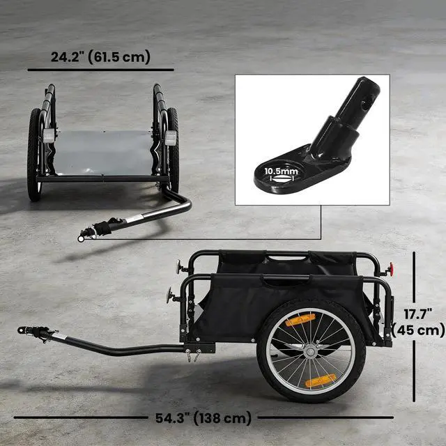 Alt view image 2 of 7 - Soozier Bike Cargo Trailer, Bicycle Trailer with Quick Release 16" Wheels