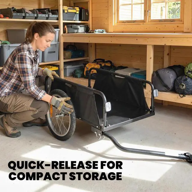 Alt view image 7 of 7 - Soozier Bike Cargo Trailer, Bicycle Trailer with Quick Release 16" Wheels