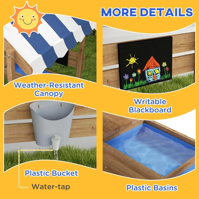 Alt view image 6 of 7 - Outdoor Sandbox with Cove for 3-7 Years Old, Backyard, Brown