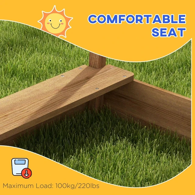 Alt view image 5 of 7 - Outdoor Sandbox with Cove for 3-7 Years Old, Backyard, Brown