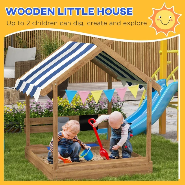 Alt view image 4 of 7 - Outdoor Sandbox with Cove for 3-7 Years Old, Backyard, Brown