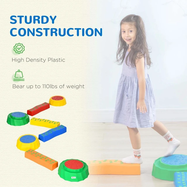 Alt view image 4 of 7 - 8pcs Kids Balance Beam Balance Bridge W/ Non-slip Surface & Bottom for toddler