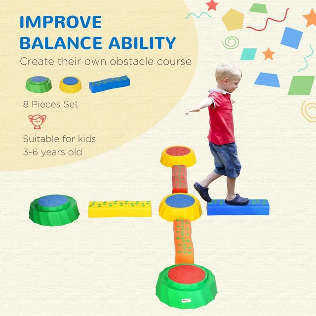 Alt view image 6 of 7 - 8pcs Kids Balance Beam Balance Bridge W/ Non-slip Surface & Bottom for toddler