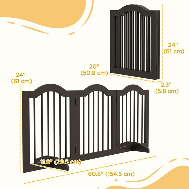 Alt view image 2 of 7 - Freestanding Pet Gate for Dogs Folding Indoor Barrier W/2 Feet for Doorway Stair