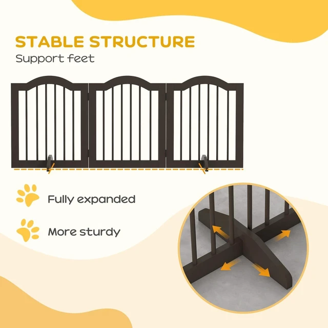 Alt view image 4 of 7 - Freestanding Pet Gate for Dogs Folding Indoor Barrier W/2 Feet for Doorway Stair