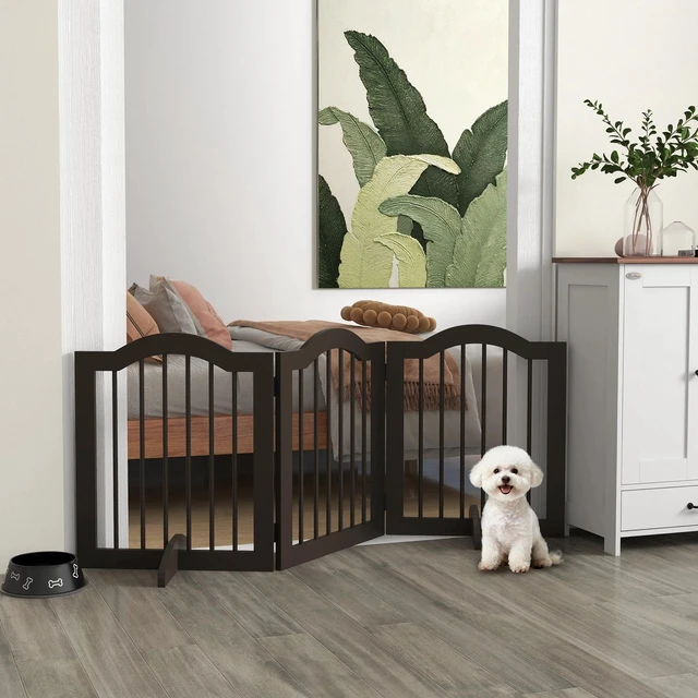 Main image of Freestanding Pet Gate for Dogs Folding Indoor Barrier W/2 Feet for Doorway Stair