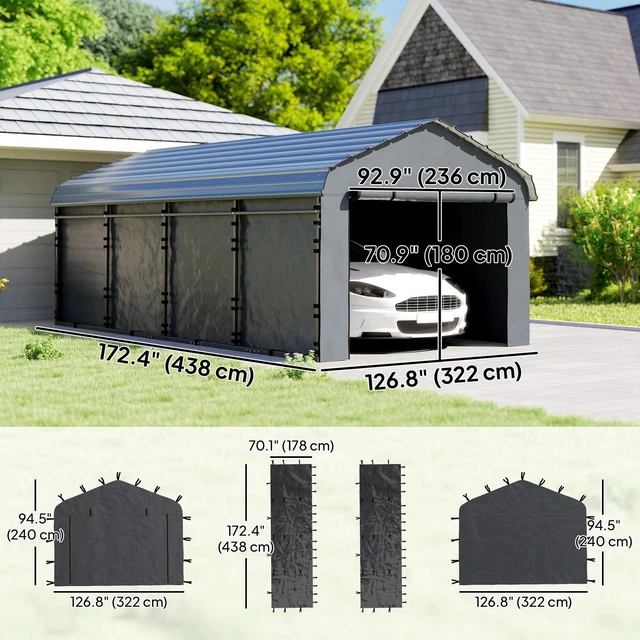 Alt view image 6 of 7 - Replacement Canopy Cover Sidewalls for 10' x 15' Carport