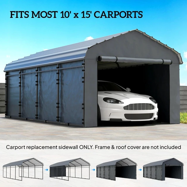 Alt view image 4 of 7 - Replacement Canopy Cover Sidewalls for 10' x 15' Carport