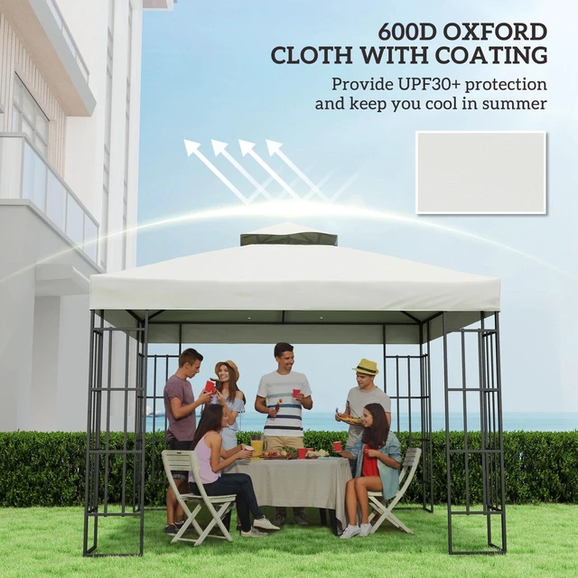 Alt view image 3 of 7 - 10' x 10' Double Tier Gazebo Replacement Cover, Coffee
