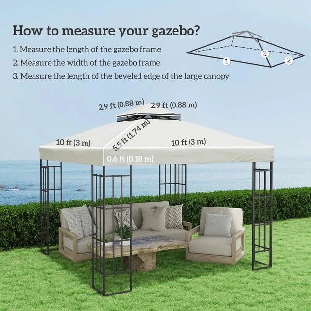 Alt view image 5 of 7 - 10' x 10' Double Tier Gazebo Replacement Cover, Coffee