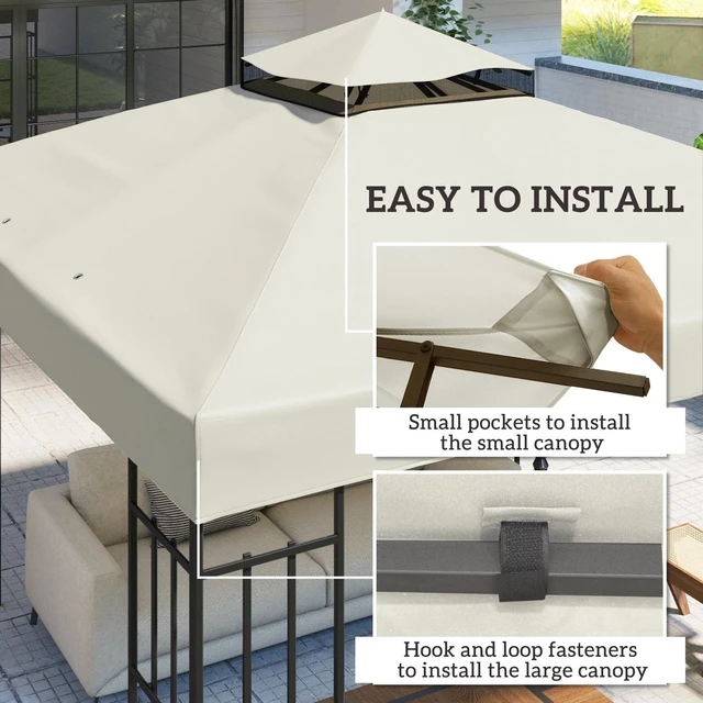 Alt view image 6 of 7 - 10' x 10' Double Tier Gazebo Replacement Cover, Coffee