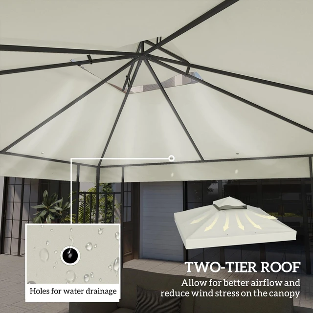 Alt view image 4 of 7 - 10' x 10' Double Tier Gazebo Replacement Cover, Coffee