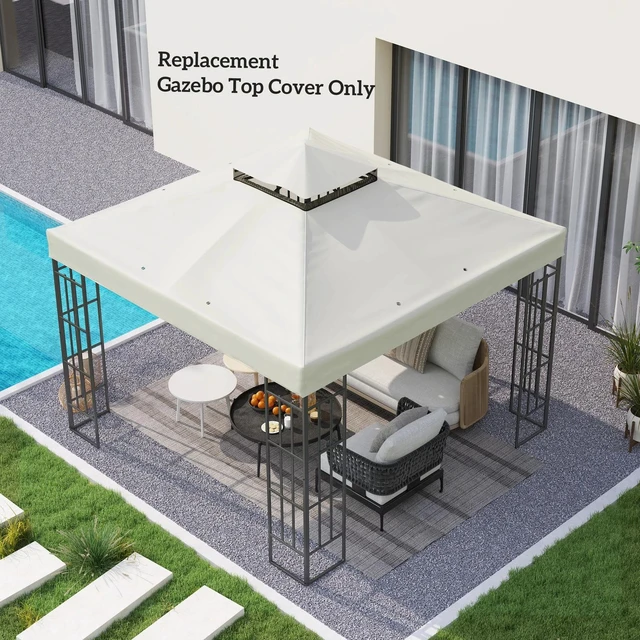 Alt view image 7 of 7 - 10' x 10' Double Tier Gazebo Replacement Cover, Coffee