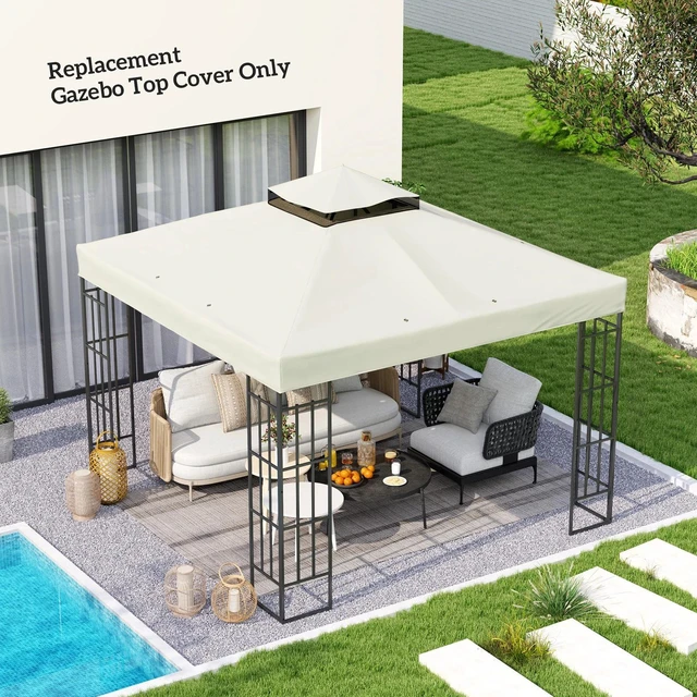 Alt view image 2 of 7 - 10' x 10' Double Tier Gazebo Replacement Cover, Coffee