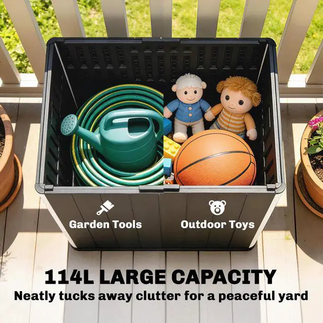 Alt view image 5 of 7 - Outdoor Storage Box 30 Gallon, Black