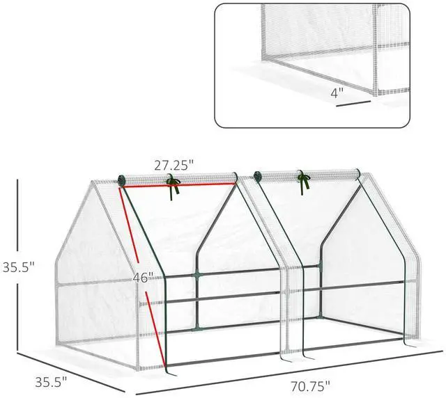 Alt view image 2 of 7 - 6'x3'x3' Greenhouse Gardening Flower Plants Yard Mini Hot Green House Tunnel