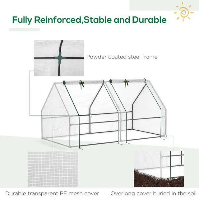 Alt view image 5 of 7 - 6'x3'x3' Greenhouse Gardening Flower Plants Yard Mini Hot Green House Tunnel