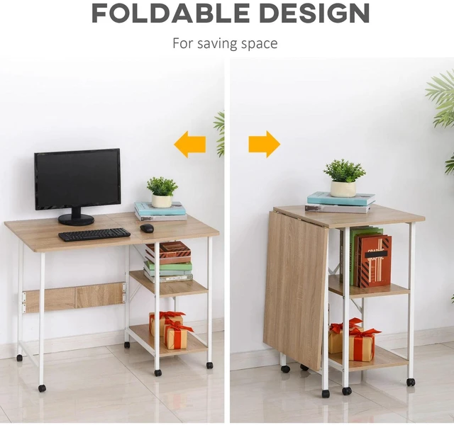 Alt view image 4 of 7 - Foldable Computer Desk Writing Table Compact Desk Folding Storage Table