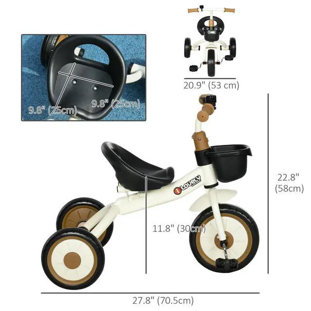 Alt view image 3 of 7 - Tricycle for Kids 2-5 Years, Toddler Bike, White