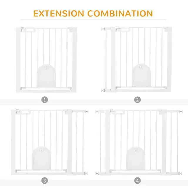 Alt view image 7 of 7 - 29.5"-40.5" Extra Wide Pet Safety Gate, Stair Pressure Fit, Double Locking White
