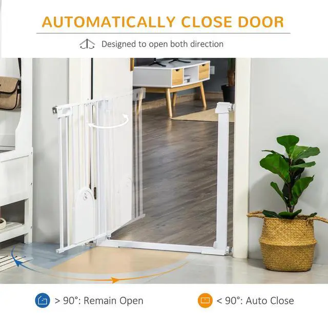 Alt view image 6 of 7 - 29.5"-40.5" Extra Wide Pet Safety Gate, Stair Pressure Fit, Double Locking White