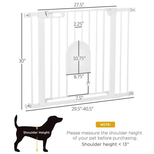 Alt view image 2 of 7 - 29.5"-40.5" Extra Wide Pet Safety Gate, Stair Pressure Fit, Double Locking White