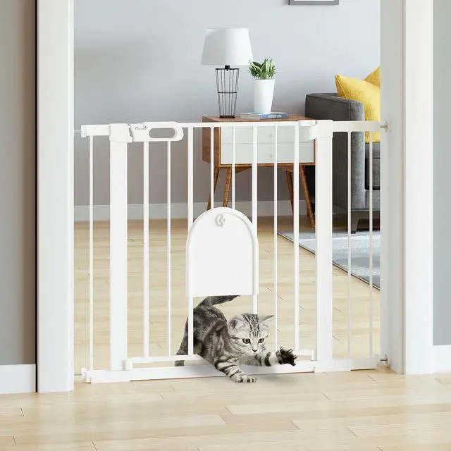 Main image of 29.5"-40.5" Extra Wide Pet Safety Gate, Stair Pressure Fit, Double Locking White