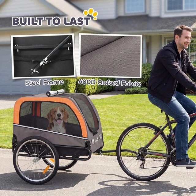 Alt view image 4 of 7 - PawHut Dog Bike Trailer, Pet Cart Wagon Cart Carrier Attachment