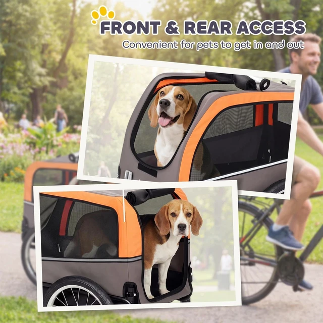 Alt view image 6 of 7 - PawHut Dog Bike Trailer, Pet Cart Wagon Cart Carrier Attachment
