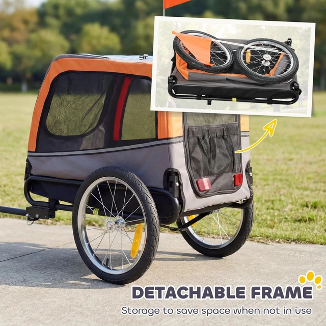 Alt view image 2 of 7 - PawHut Dog Bike Trailer, Pet Cart Wagon Cart Carrier Attachment