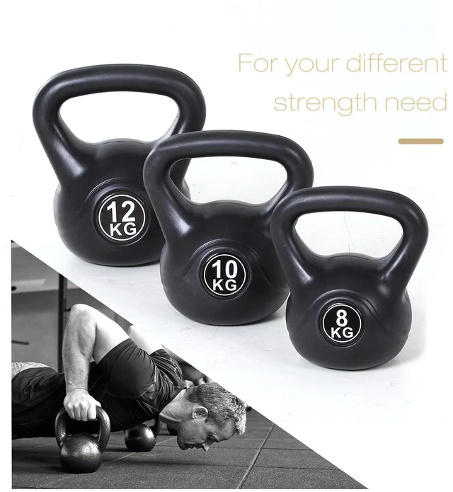 Alt view image 3 of 7 - 26lb Fitness Kettlebell, Plastic Exercise Weight with Sand and Handle